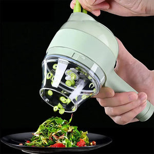 Rechargeable 4-in-1 Electric Vegetable Cutter | Slicer, Chopper, Grinder & Peeler for Fast Kitchen Prep