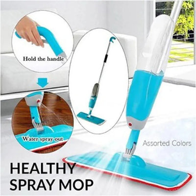 Water Spray Mop with Extendable Handle | Microfiber Flat Floor Mop for Wet & Dry Cleaning