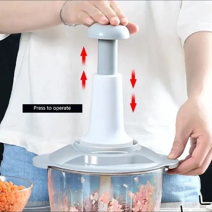 2 Liter Manual Food Chopper | Hand Operated Vegetable & Meat Chopper Machine