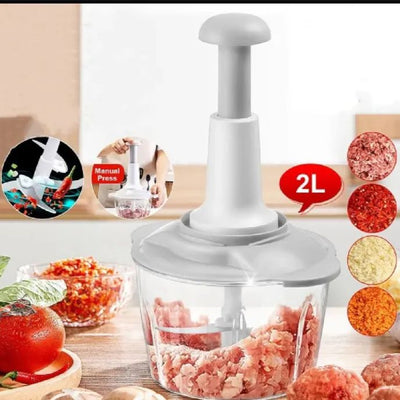 2 Liter Manual Food Chopper | Hand Operated Vegetable & Meat Chopper Machine