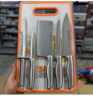 SSPK-6 In 1 Knife Set With Filer And Chopping Board Durable Quality For Daily Kitchen Needs