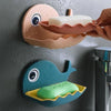 Fish Shape Soap Box – Wall Mounted Self-Adhesive Bathroom Soap Holder Rack