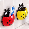 Creative Cute Cartoon Ladybug Kids Wall Suction Cup Mount Toothbrush & Toothpaste Holder | Pencil Pen Travel Storage Organizer