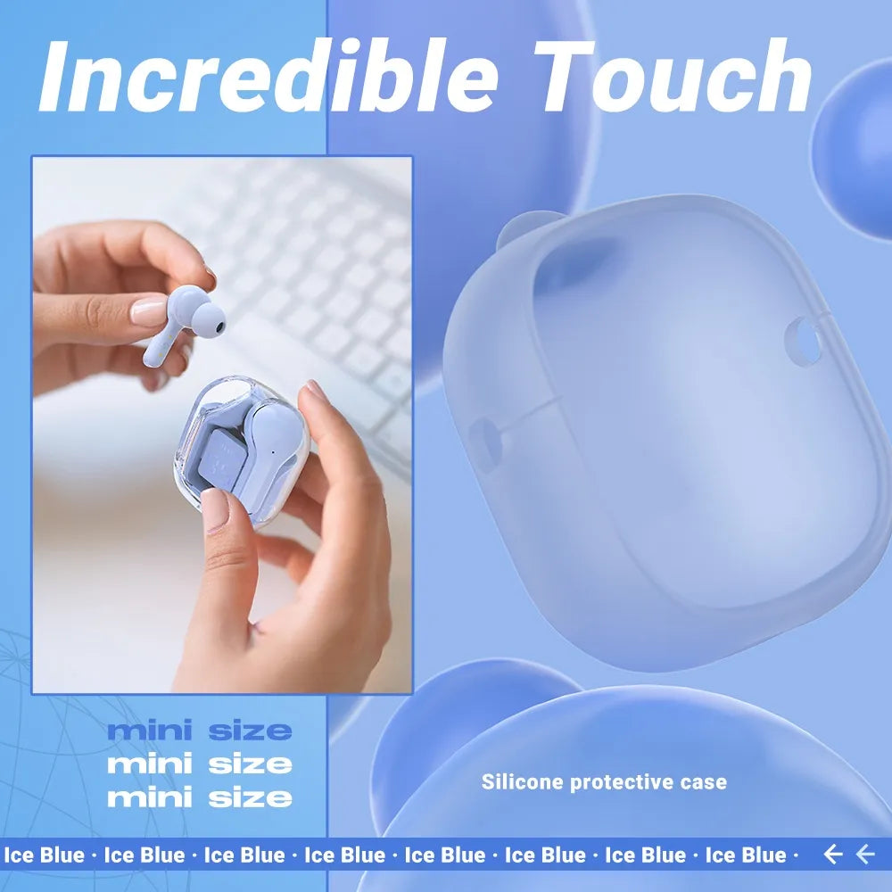 Air31 earbuds With SILICON POUCH wireless crystal Transparent and Bluetooth Air 31Type C