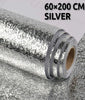 60 x 200 CM Foil Sheet Silver Aluminium Foil Sheet Kitchen Waterproof Self-Adhesive (Silver)