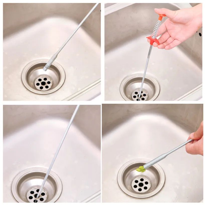 60cm Bendable Drain Cleaner Hook | Sink & Sewer Clog Remover Hair Cleaning Spring Tool