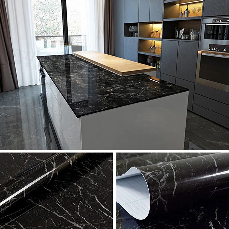 60CM x 2M Black Marble Self Adhesive Wallpaper | Kitchen Oil Proof & Heat Resistant Wall Sheet for Cabinets, Stove & Countertops