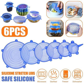 6 Pcs Universal Silicone Stretch Lids – Reusable Food Covers for Cookware & Containers
