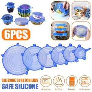 6 Pcs Universal Silicone Stretch Lids – Reusable Food Covers for Cookware & Containers