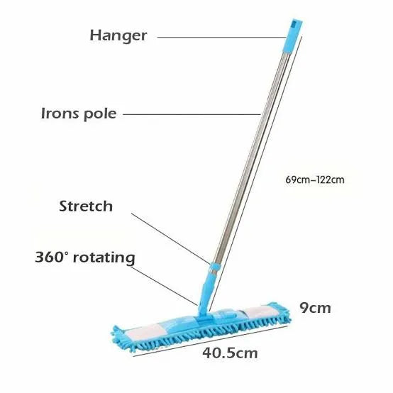 Flat Microfiber Floor Mop – Wet & Dry Home Cleaning Mop for Tiles, Marble, Wood & Laminate Surfaces