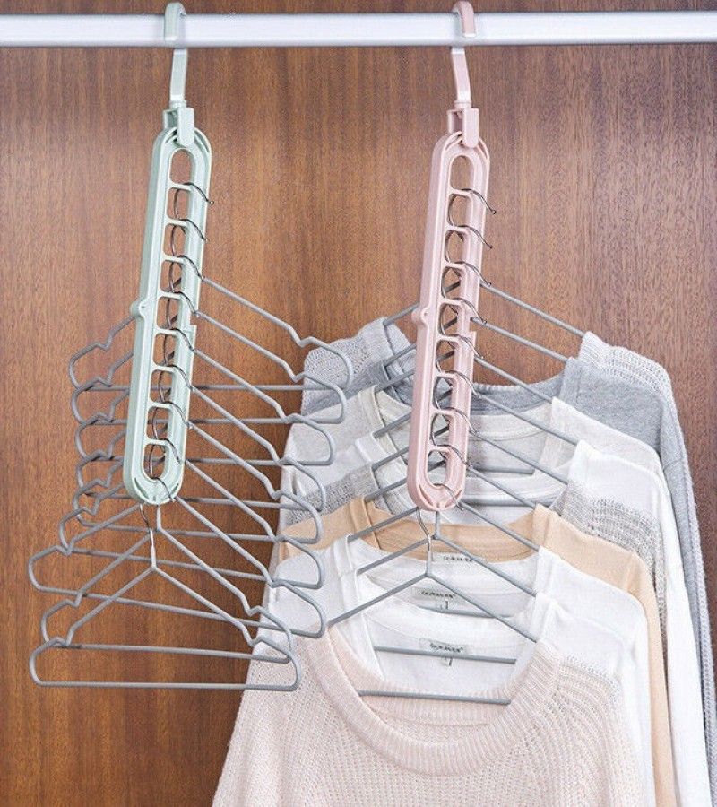 9 Hole Hanger (Pack of 2) – Multifunction Magic Clothes Organizer 360° Rotating Folding Hanger