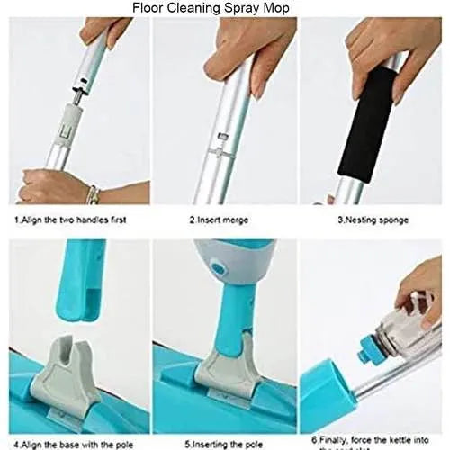 Water Spray Mop with Extendable Handle | Microfiber Flat Floor Mop for Wet & Dry Cleaning