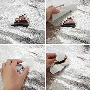 60 x 200 CM Foil Sheet Silver Aluminium Foil Sheet Kitchen Waterproof Self-Adhesive (Silver)