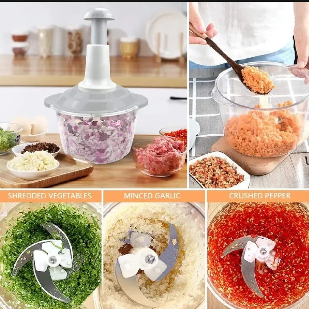 2 Liter Manual Food Chopper | Hand Operated Vegetable & Meat Chopper Machine