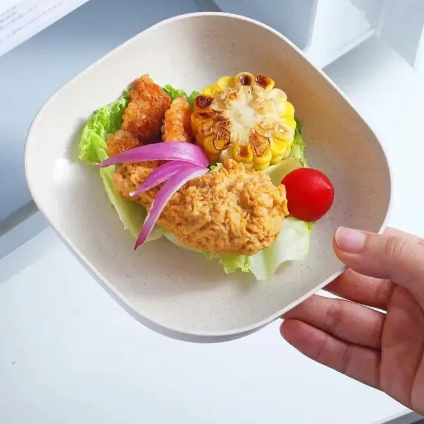 Kitchen Accessories Square Plastic Dinner Plate Set – Set of 10 Pcs