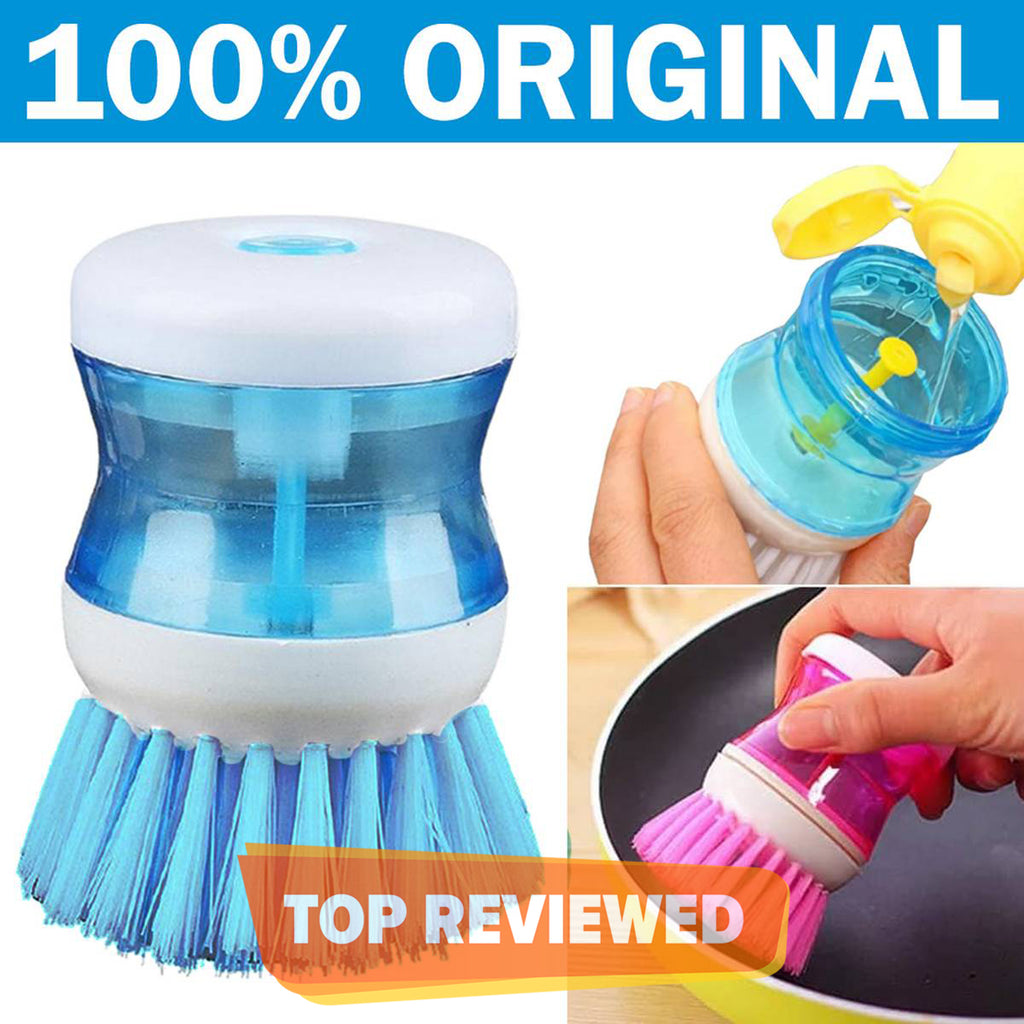 Self Dispensing Soap Dishwashing Brush | Kitchen Scrub Pot Cleaning Brush With Liquid Soap Dispenser