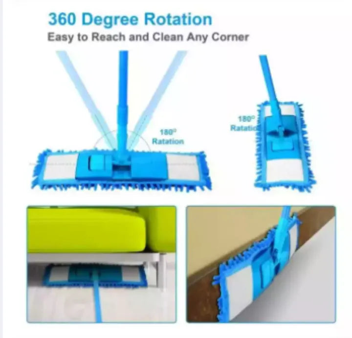 Flat Microfiber Floor Mop – Wet & Dry Home Cleaning Mop for Tiles, Marble, Wood & Laminate Surfaces