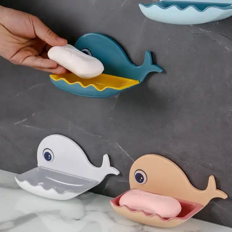 Fish Shape Soap Box – Wall Mounted Self-Adhesive Bathroom Soap Holder Rack