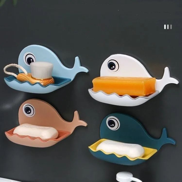 Fish Shape Soap Box – Wall Mounted Self-Adhesive Bathroom Soap Holder Rack