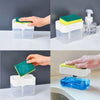 Soap Pump Dispenser & Sponge Holder for Kitchen Sink – Dishwashing Soap Dispenser with Storage Box