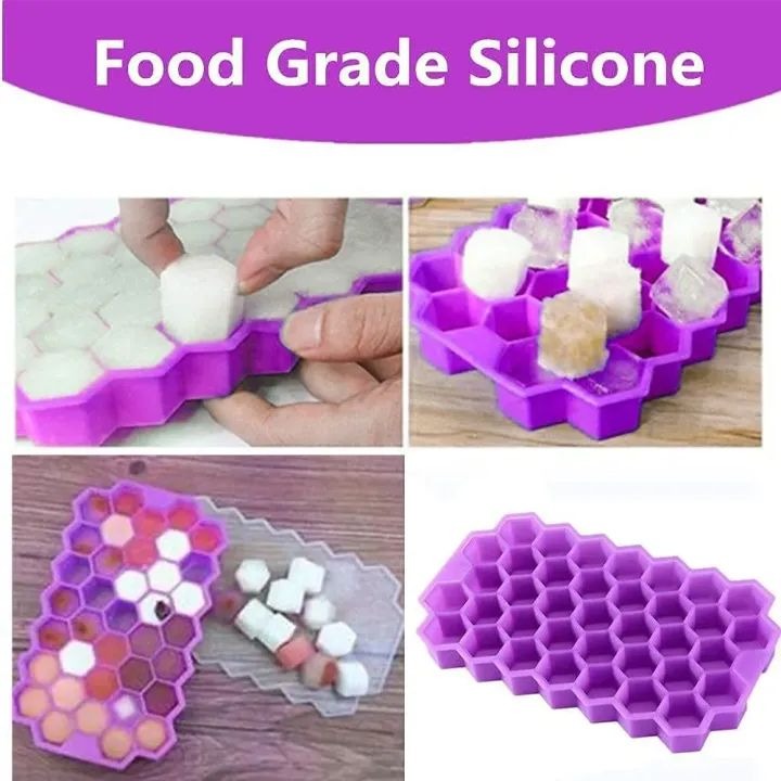 37 Cavity Silicone Ice Cube Mould Tray – Honeycomb Shape Reusable Ice & Chocolate Maker (Multicolor)