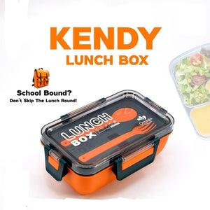 KENDY Lunch Box With Partition And Spoon 2 Portion Tiffin
