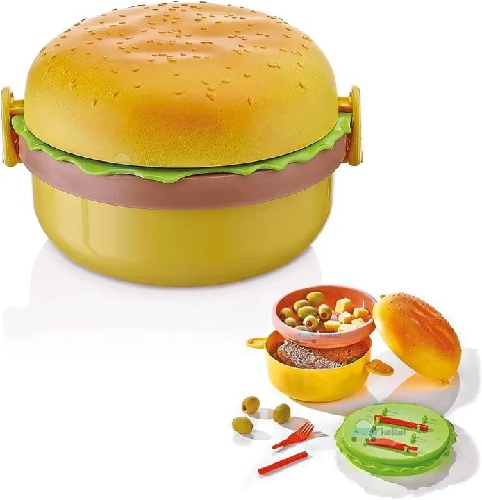 Kids Lunch Box – Burger Shaped Tiffin Box for School | Large Meal Box