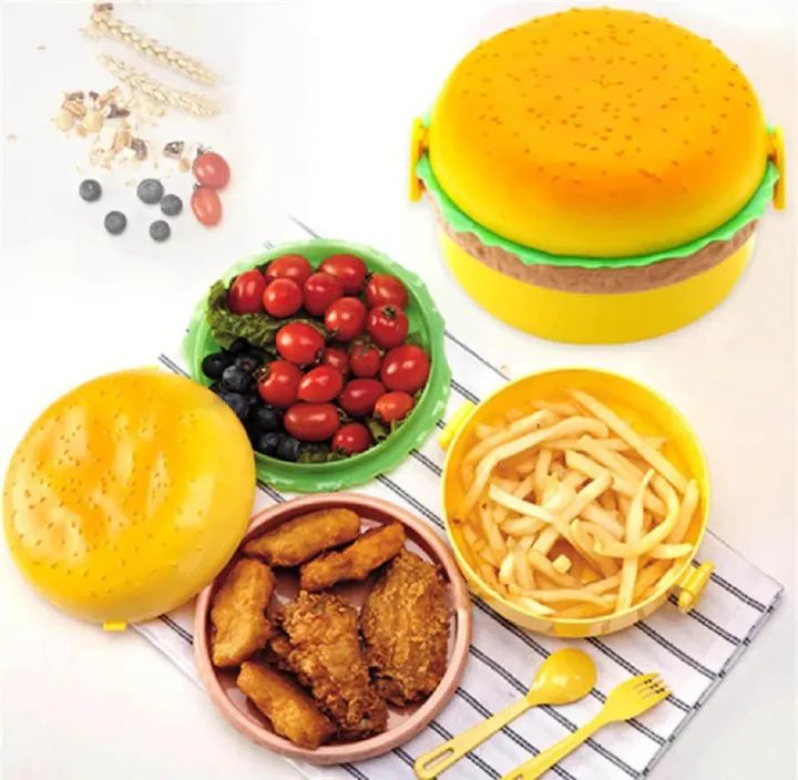 Kids Lunch Box – Burger Shaped Tiffin Box for School | Large Meal Box