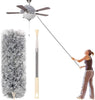Microfiber Duster with Extendable Pole | Stainless Steel 30–100cm, Bendable Head for Ceiling Fans, High Ceilings, Furniture & Cars – Gray