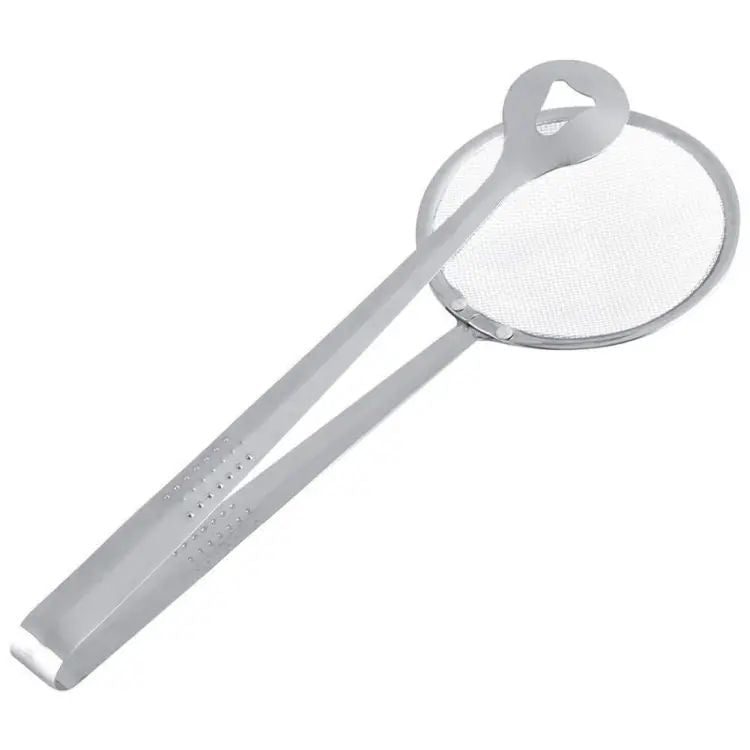 Stainless Steel Fry Filter Spoon Strainer with Clip | Oil Frying & BBQ Mesh Colander Kitchen Tool