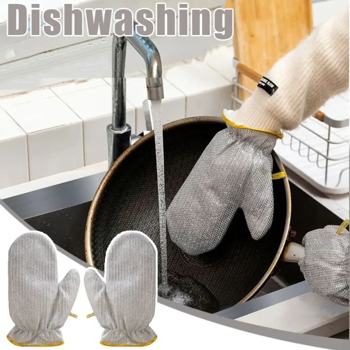Steel Wire Dishwashing Gloves – Waterproof, Heat Resistant & Reusable Kitchen Cleaning Gloves