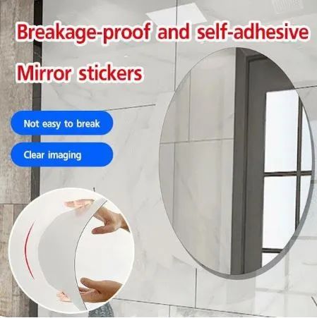 Oval Shape Acrylic Mirror Wall Sticker 11 Inch Self Adhesive Decorative Mirror