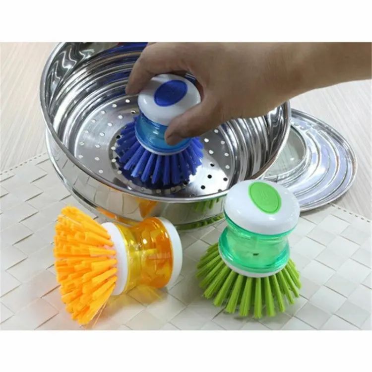 Self Dispensing Soap Dishwashing Brush | Kitchen Scrub Pot Cleaning Brush With Liquid Soap Dispenser