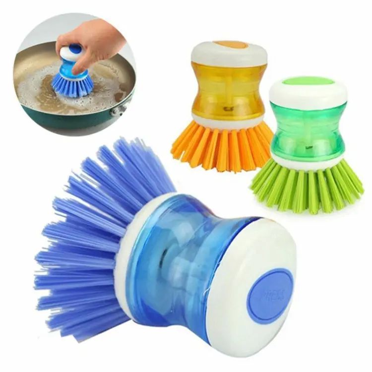 Self Dispensing Soap Dishwashing Brush | Kitchen Scrub Pot Cleaning Brush With Liquid Soap Dispenser