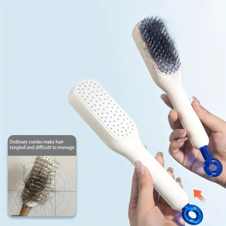 Self-Cleaning Anti-Static Hair Comb – Retractable Massage Brush for Effortless Hair Removal & Cleaning