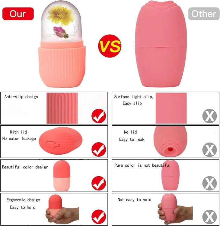 Silicone Ice Cube Roller Massager for Face, Eyes & Neck – Reusable Skin Care Ice Mold for Puffiness & Migraine Relief