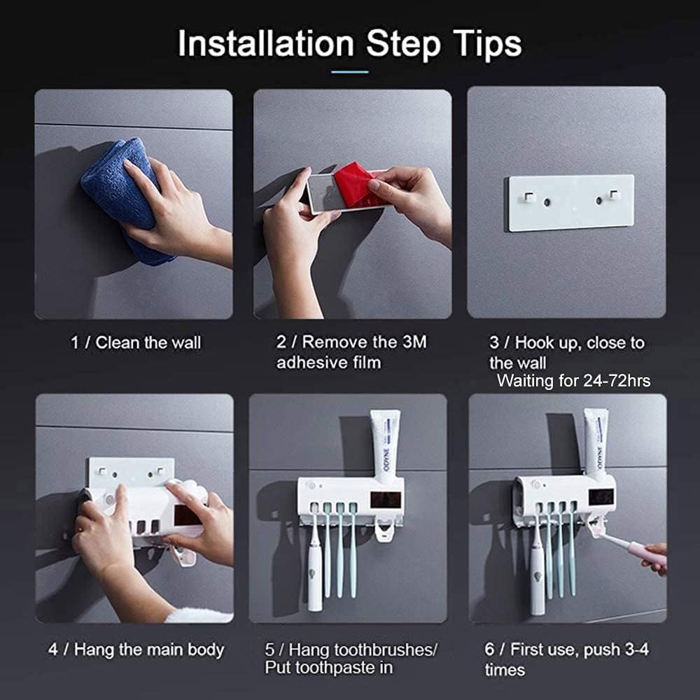 Smart UV Toothbrush Holder and Toothpaste Dispenser