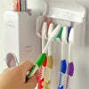 Automatic Toothpaste Dispenser with 5 Brush Holder Wall Mounted Hands-Free Bathroom Organizer