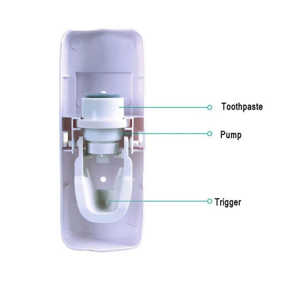 Automatic Toothpaste Dispenser with 5 Brush Holder Wall Mounted Hands-Free Bathroom Organizer
