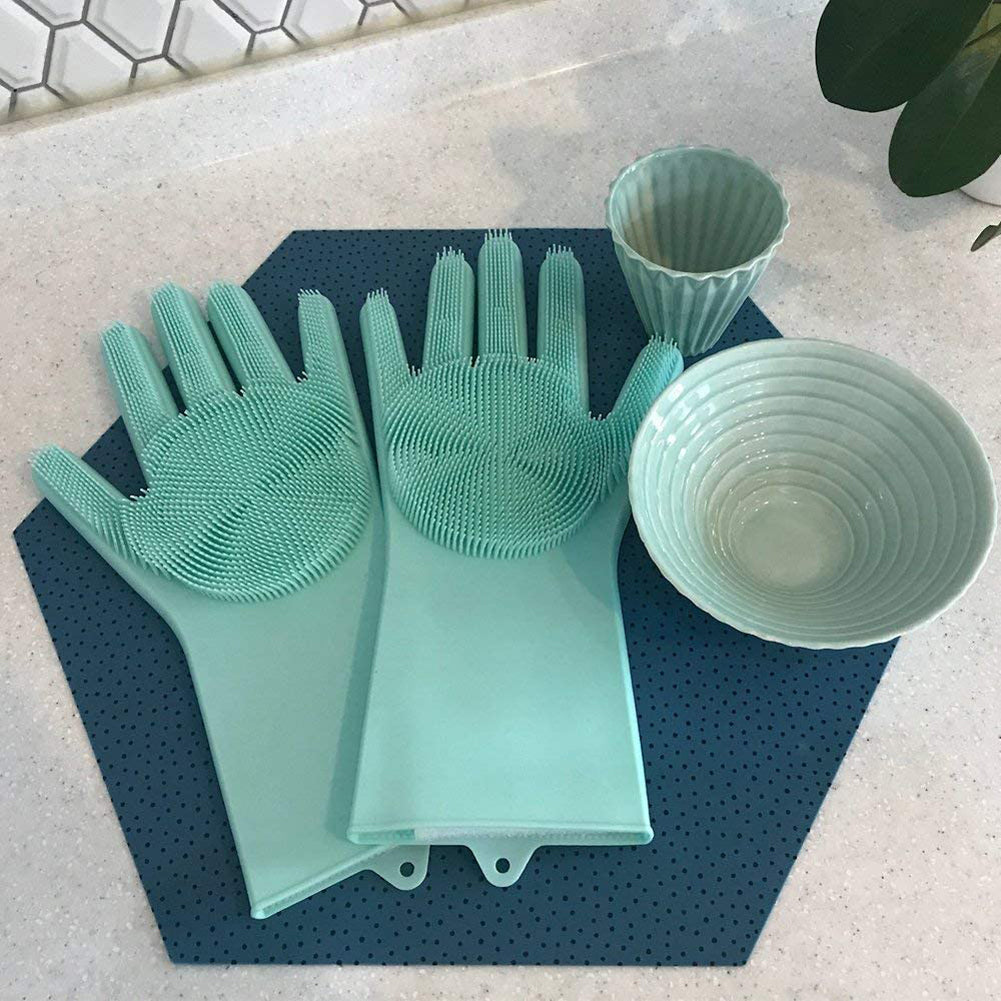 Washing Gloves Silicone Waterproof Insulated Gloves Bathroom Kitchen and Bathroom Cleaning Car Wash Multi-purpose Gloves