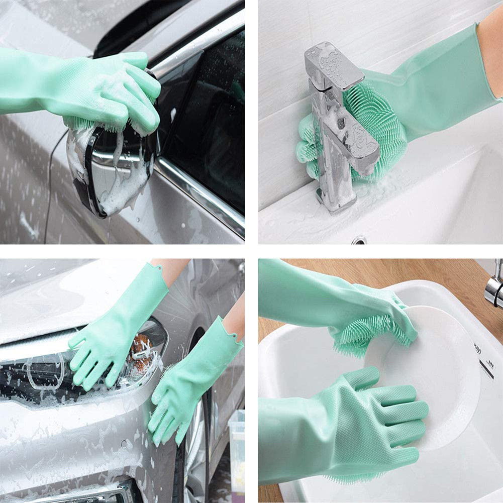 Washing Gloves Silicone Waterproof Insulated Gloves Bathroom Kitchen and Bathroom Cleaning Car Wash Multi-purpose Gloves