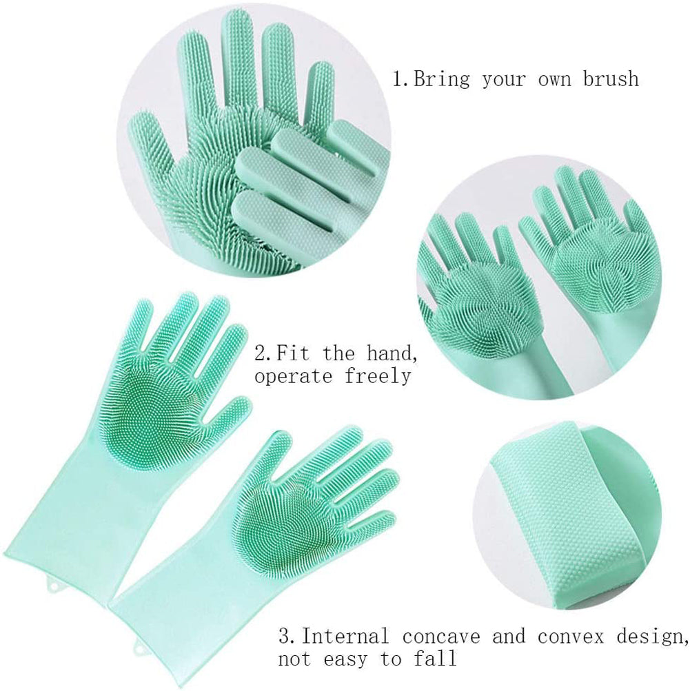 Washing Gloves Silicone Waterproof Insulated Gloves Bathroom Kitchen and Bathroom Cleaning Car Wash Multi-purpose Gloves
