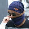 2PC Winter Beanie Hat & Neck Warmer Scarf Set – Fleece Lined Knit Skull Cap for Men & Women