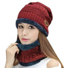 2PC Winter Beanie Hat & Neck Warmer Scarf Set – Fleece Lined Knit Skull Cap for Men & Women