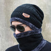 2PC Winter Beanie Hat & Neck Warmer Scarf Set – Fleece Lined Knit Skull Cap for Men & Women