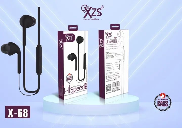 XZS X68 Hi-Speed Stereo Earphones Handsfree – Super Bass, Clear Mic & Premium Sound Quality